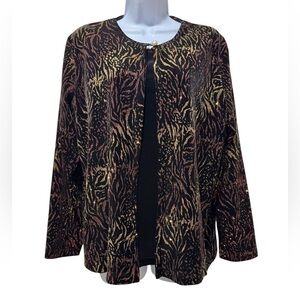 Elementz Metallic Glitter Jacket  Attached Velvet Cami Size XL Holiday Elegant